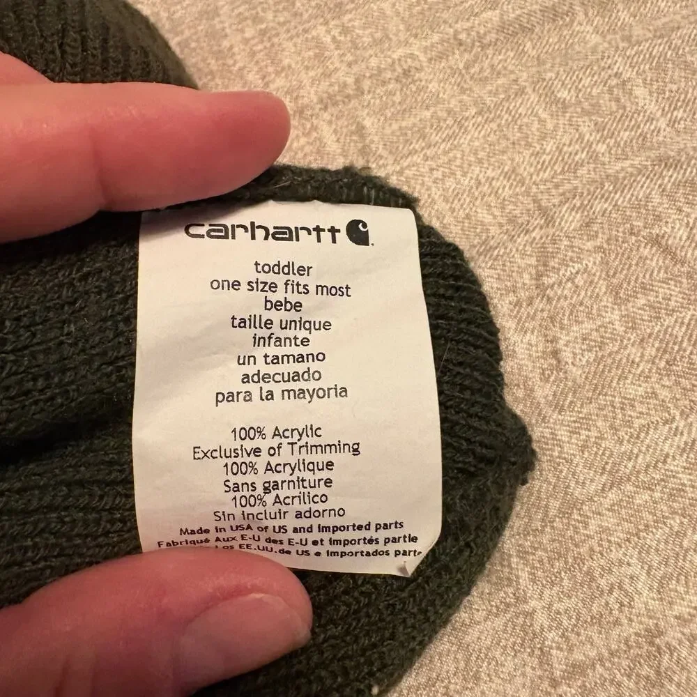 Carhartt Toddler Black Knit Beanie One Size 100% Acrylic Logo Hat